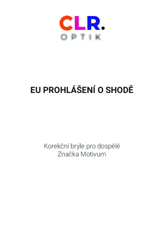 Prohlášení o shodě pro dioptrické brýle Motivum
