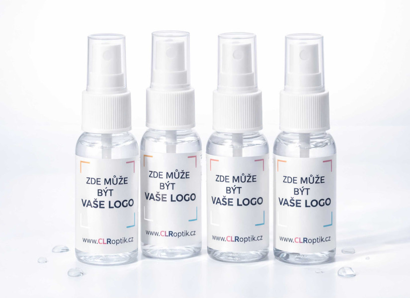Čistící set s potiskem - sprej 30 ml s vaším logem a mikrovlákno