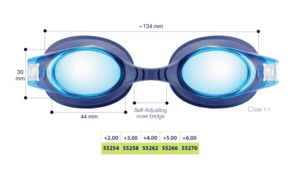 Plavecké dioptrické brýle Medium od +2.00 do +6.00