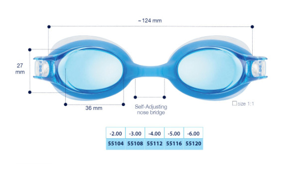 Plavecké dioptrické brýle Junior od -2.00 do -6.00