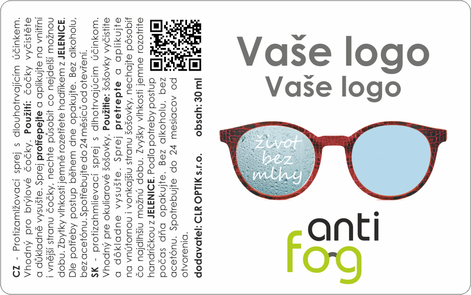 Protizamlžovací sprej Antifog 30 ml s potiskem