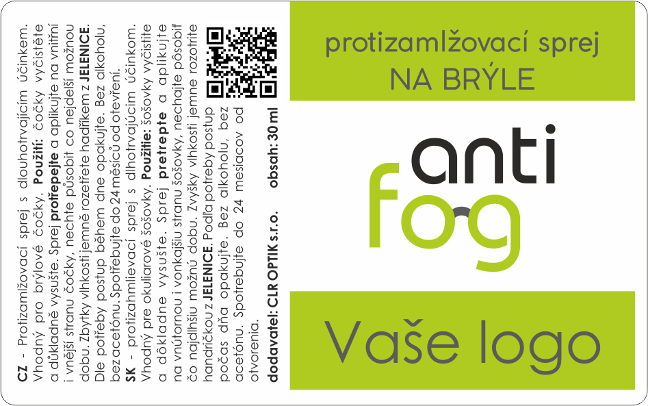 Protizamlžovací sprej Antifog 30 ml s potiskem